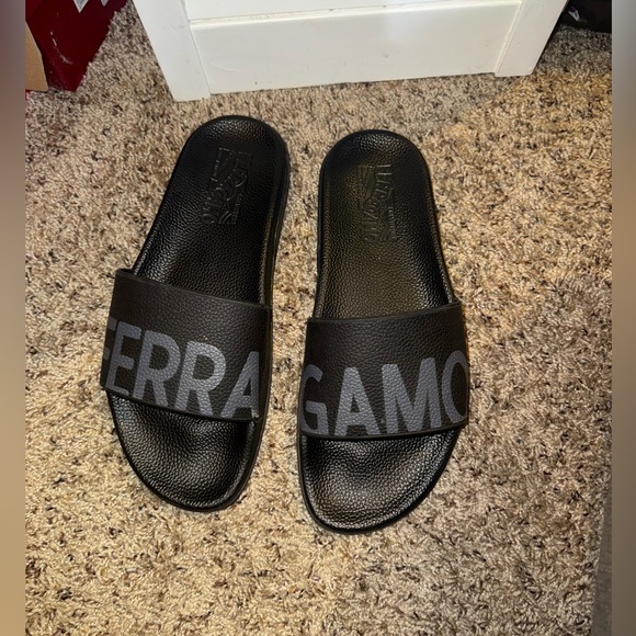 Ferragamo Black Slide Sandals